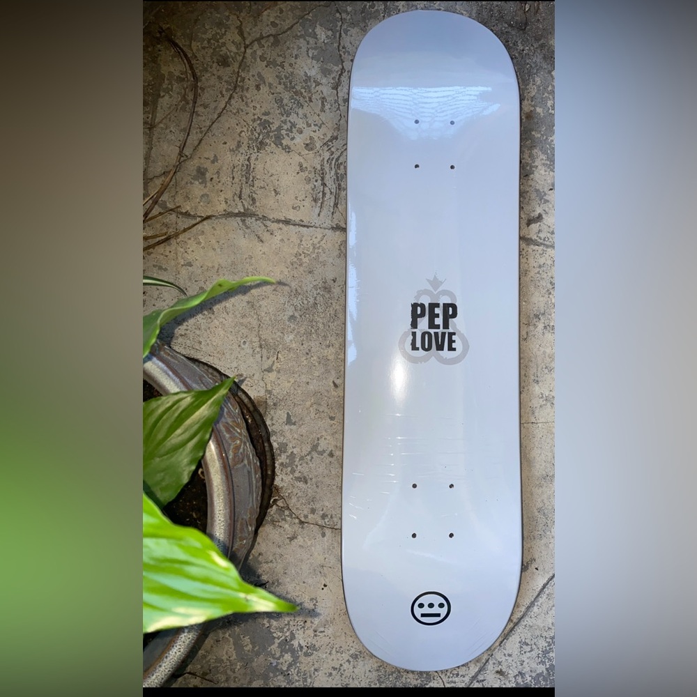 PEP LOVE HIEROGLIPHICS white skateboard deck NEW
